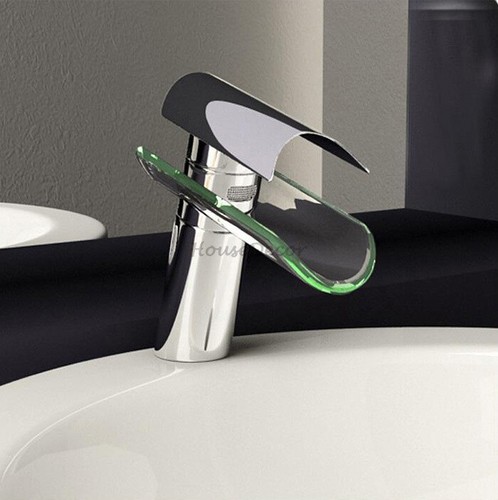 Glass waterfall bathroom - glass, basin